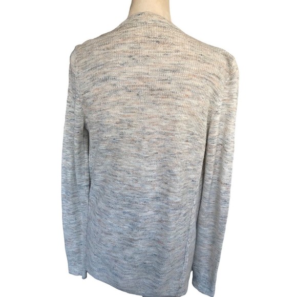 Loft Gray Beige Open Drape Linen Blend Long Sleeves Lightweight Sweater S - Picture 7 of 9